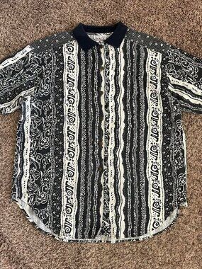 Vintage Button Down Hawaiian Shirt Short Sleeve XL 2000s Retro Dad Surf Skate